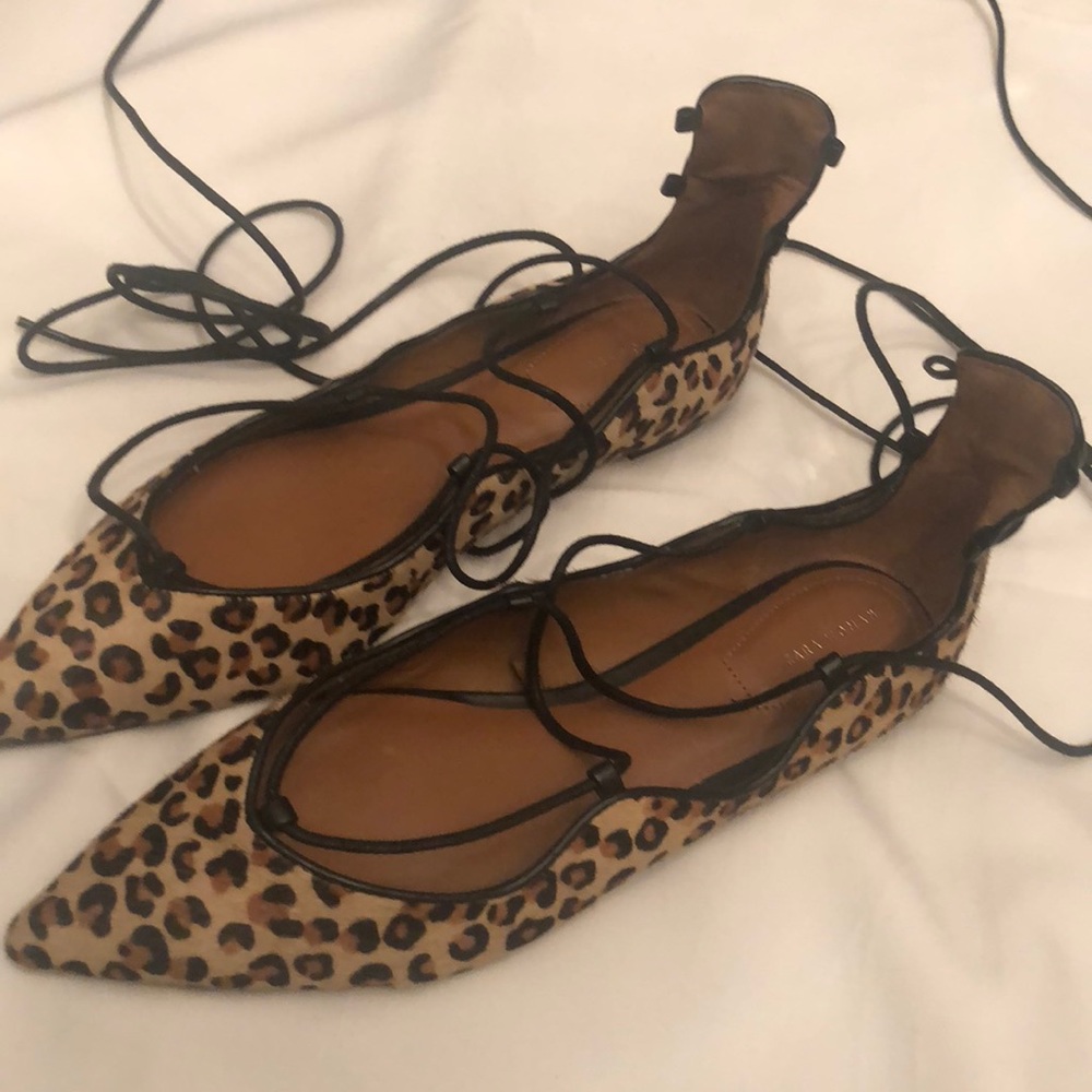 Lace up animal print Zara flats
